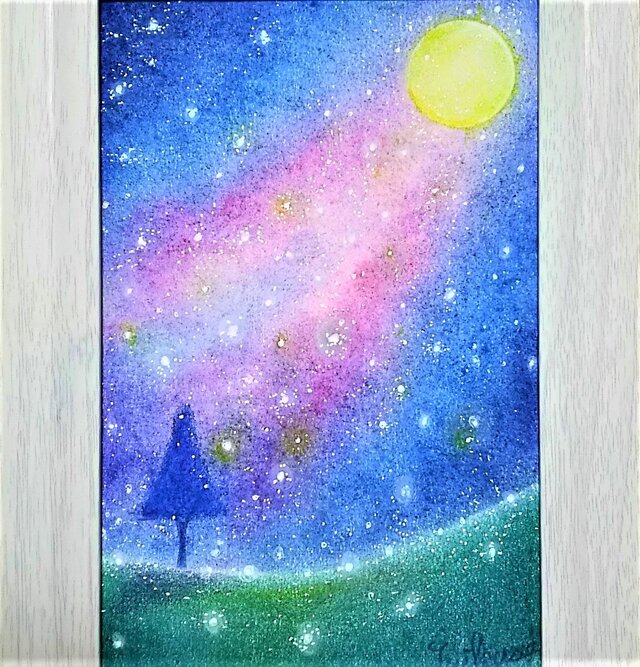 パステルアート 星空のシャワー パステル画原画 | iichi ハンドメイド 