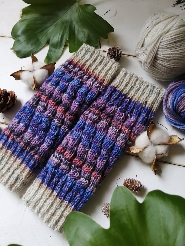 【Ｓ】青い鳥〜オパール毛糸の短いレッグウォーマー