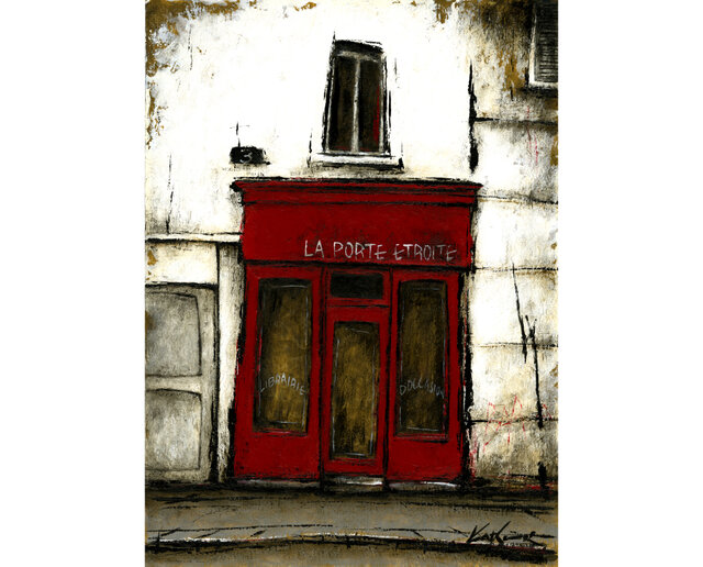 Katsu 風景画「青い扉のある裏通り」中野 克彦