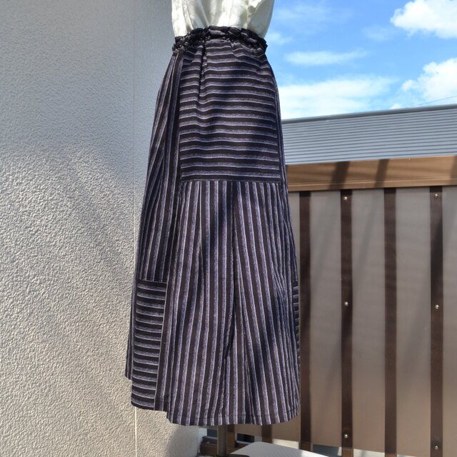着物リメイク 木綿ギャザースカート Ｊ-68 | iichi 日々の暮らしを 