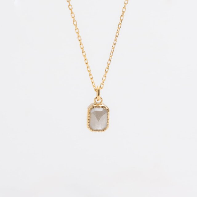 Milky Rectangle Diamond Necklace-