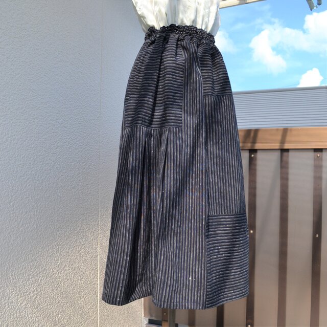 着物リメイク 10 枚はぎ合わせギャザースカート 着物リメイク 10 枚