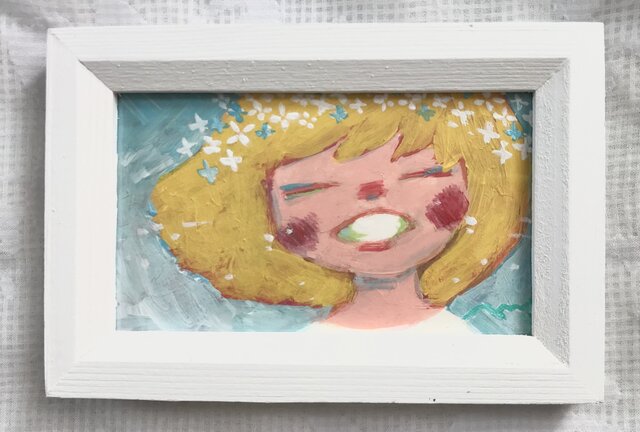 お花の女の子」手描きのミニイラスト☆名刺サイズ絵画 | iichi