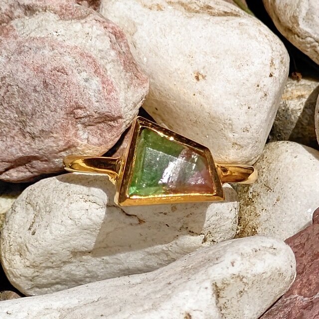 バイカラートルマリン　台形カット　シルバーSV925リング