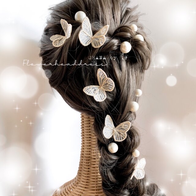 蝶々の飾り ヘッドドレス 髪飾り ウェディング | iichi 日々の暮らしを