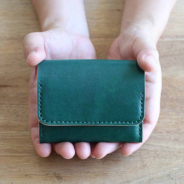 ミニ財布 メンズ レディース グリーン 深緑 大容量 小銭入れ
