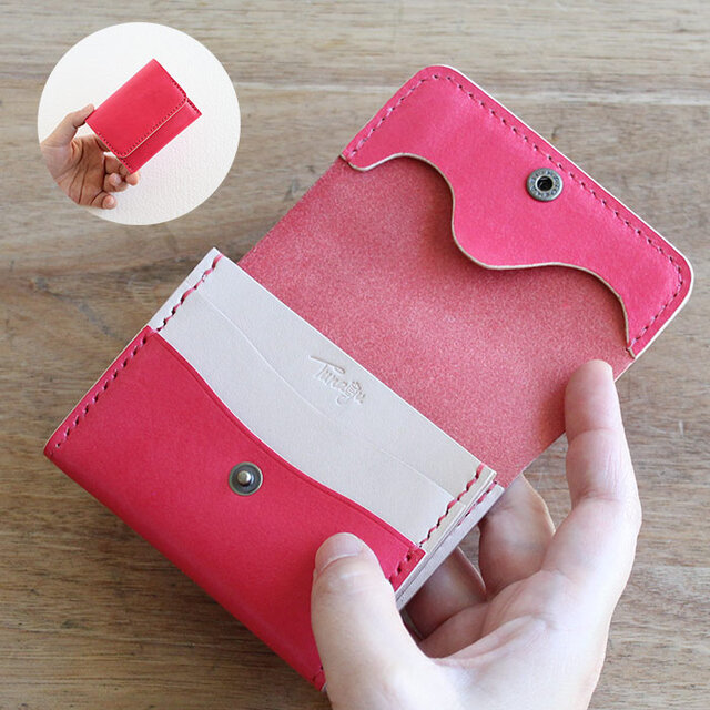コインケース T-73【ピンク】ミニ財布 カードケース 牛革 レザー