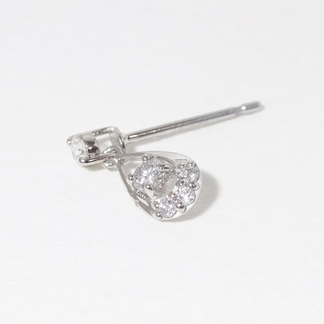 k18 ティアドロップ デザインピアス 0.20ct 天然ダイヤモンド イエロー 