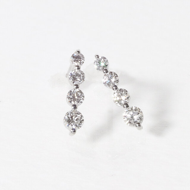 ハート ピアス 天然ダイヤモンド 1.00ct k18ホワイトゴールド - www