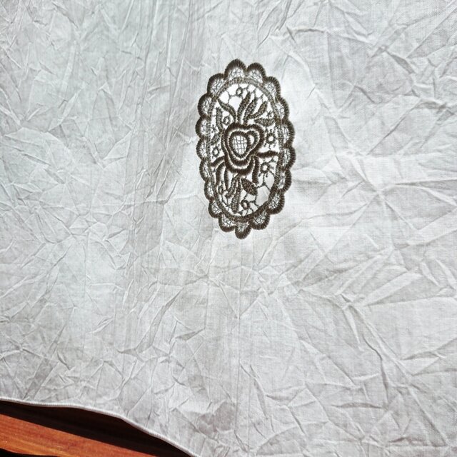 ホワイトコットン♪モチーフ付きシンプルカフェカーテン 65cm×68cm