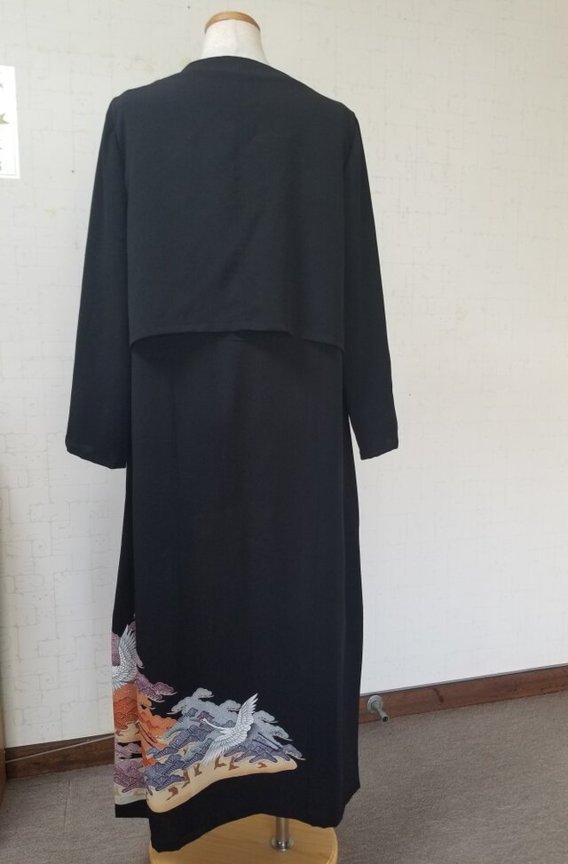 #1271　黒留袖　リメイク　ボレロ付き　ワンピース　ドレス　S～Ｍサイズ相当