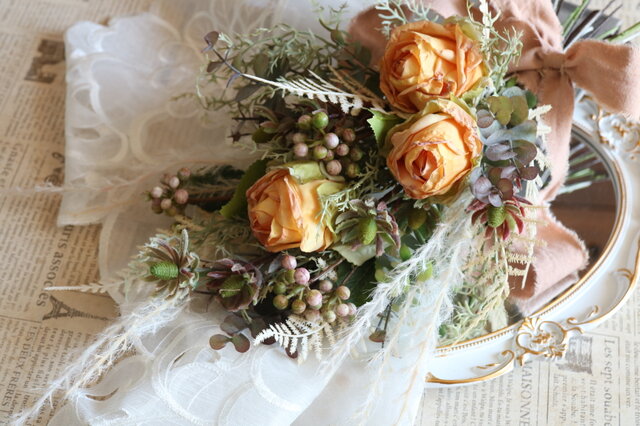 【ハンドメイド】ドライフラワー　バラ SPバラ ハニースター 2～3本 ドライフラワー ローズ スプレー