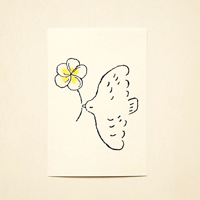 ポストカード「⑲鳥と花　プルメリア」3枚～　絵葉書｜紙雑貨｜イラスト