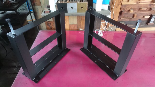 マットグレーでアイアンな極太鉄脚♪ 50×350×450mm K型 2脚ver. マットグレーでアイアンな極太鉄脚♪ 50×350×450mm K型