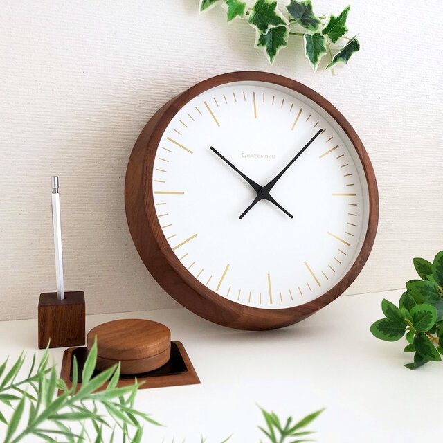 KATOMOKU muku clock 18 ウォールナット km-129WA 掛け時計 木製 無垢材