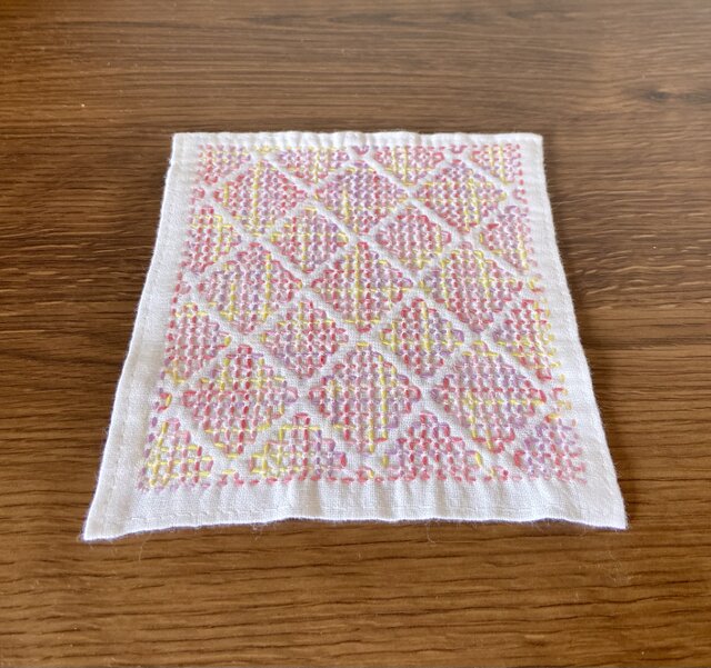 mari刺し子ふきん(ミニミニ) 刺し子 花ふきん 3枚セット 七宝 その他雑貨 布小物工房mikuri