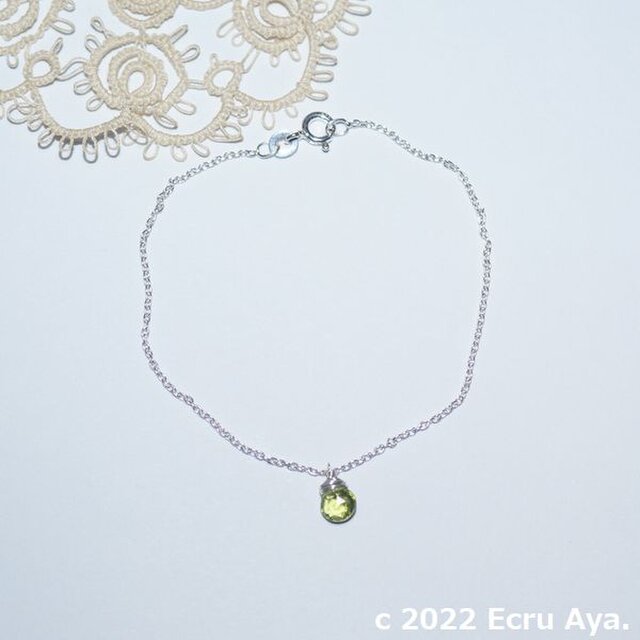 *初秋*宝石質ペリドットAAAマロンカットのブレスレット
