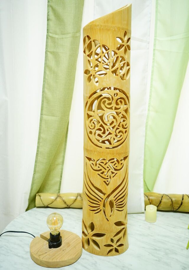 竹灯り・竹あかり・竹灯籠・竹灯篭・竹ランプ 両面彫り～～ 癒しの灯り