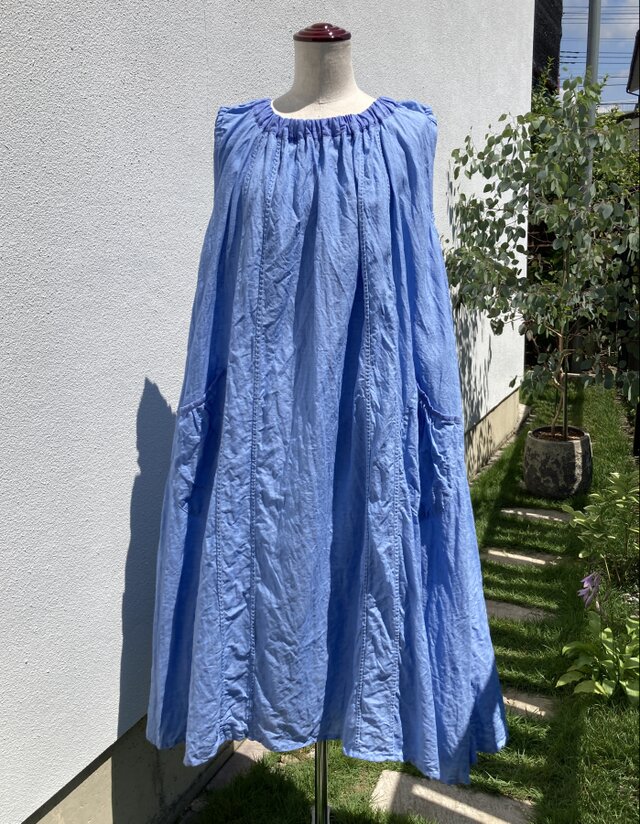 honakana ノースリーブワンピース -ダンガリー・スカイブルー-