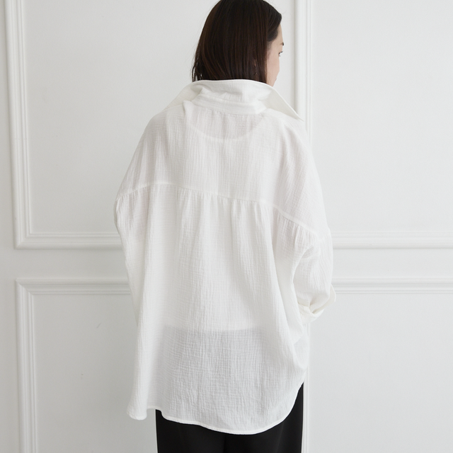 柔らかサラサラ素材✨ 羽織る コットンダブルガーゼ シャツ ホワイト
