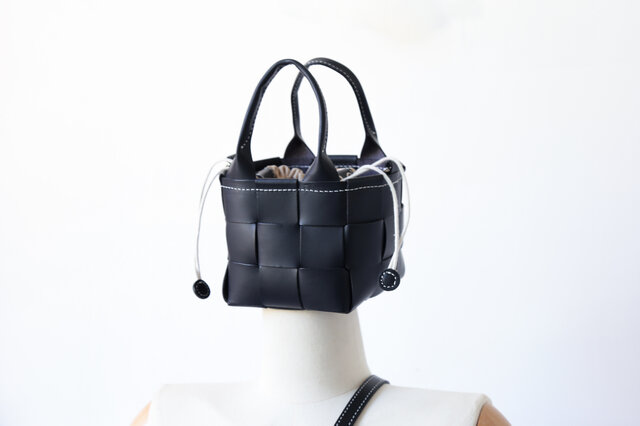 帆布×革の組み合わせ」本革レザー編みハンドバッグショルダー