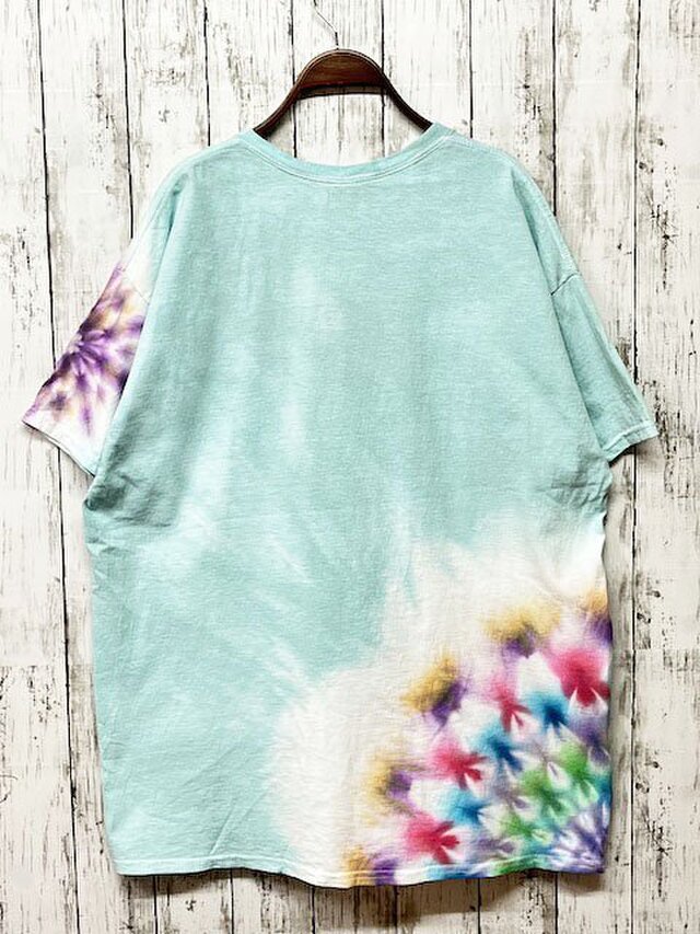 タイダイ染め Tシャツ XLサイズ 曼荼羅 薄浅葱色 Hippies Dye HD17-09