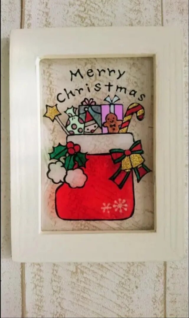 送料無料*ステンドグラス風*クリスマス･クリスマスブーツ･ハンドメイド♪