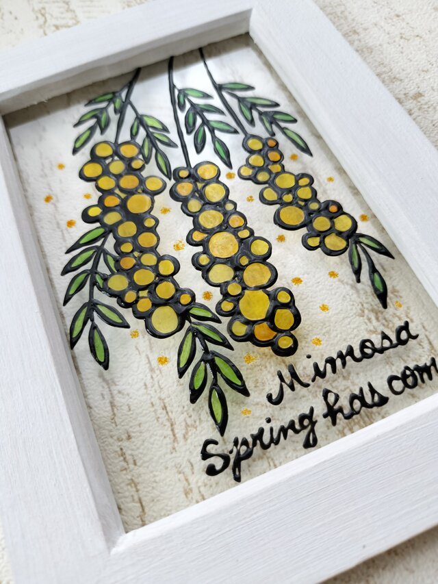 送料無料*ステンドグラス風*ミモザ・春・ハンドメイド♪ | iichi 日々