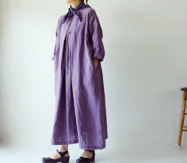 ANNTIAN　アンティアンのワンピース　パープル　紫　オーガニックリネン　麻 アンティアンのワンピースです ANNTIAN アンティアンのワンピース