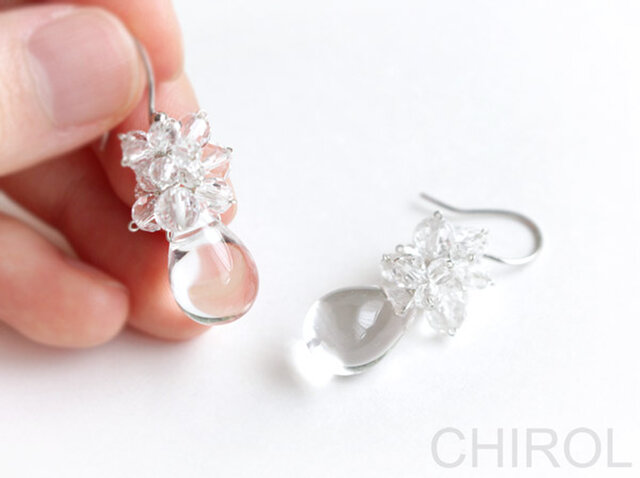 クリスタルクォーツ ドロップ ピアス/ SV925 | iichi 日々の