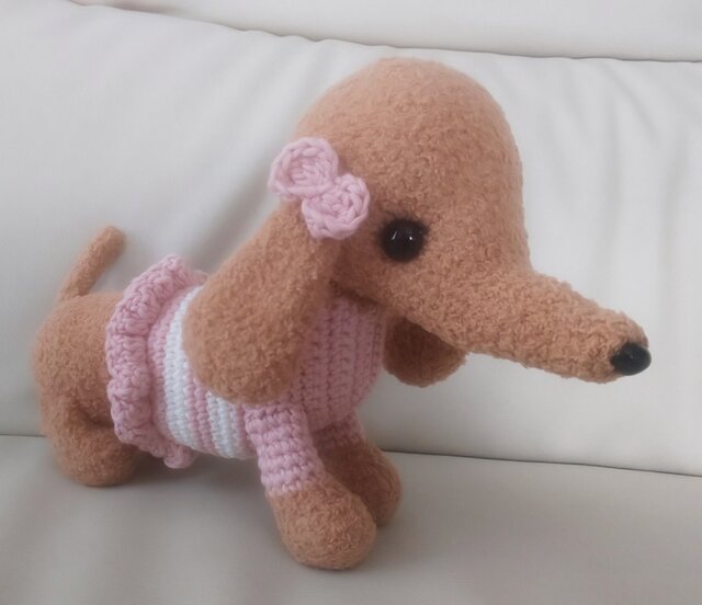 ふわふわ編みぐるみ☆ダックスフンド☆赤茶☆ | iichi 日々の暮らしを