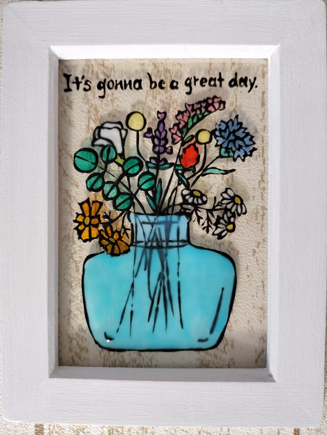 送料無料*ステンドグラス風*ナチュラル花瓶･ハンドメイド♪