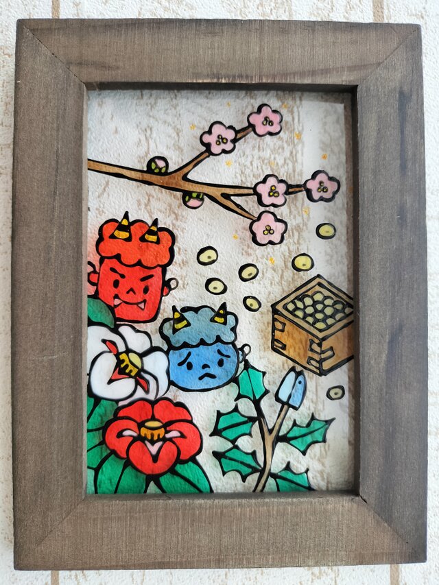 送料無料*ステンドグラス風*節分･豆まき･ハンドメイド♪