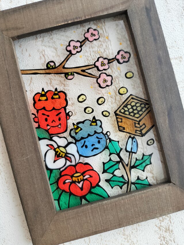 送料無料*ステンドグラス風*節分・豆まき・ハンドメイド♪ | iichi