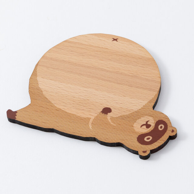 動物雑貨・どうぶつモチーフ｜木製コースター【たぬき】 | iichi 日々