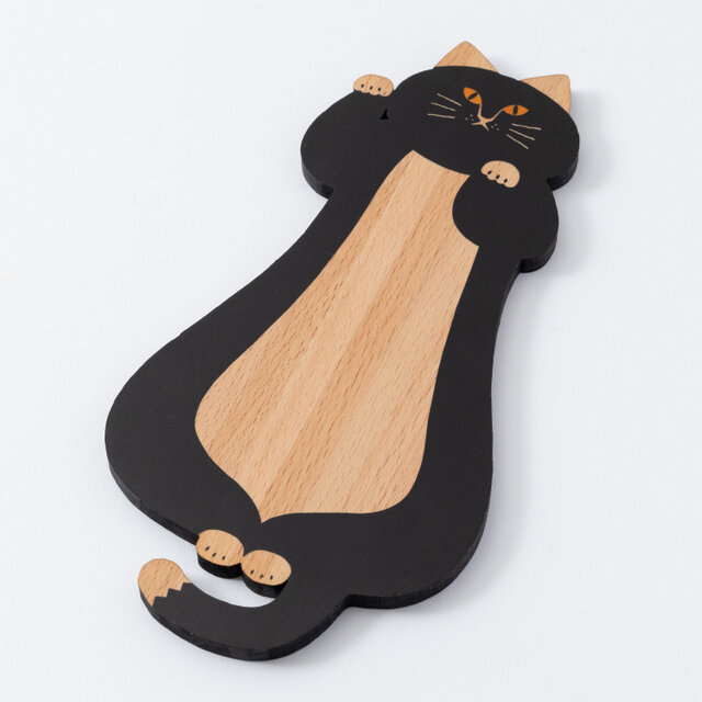猫雑貨・ねこまみれ｜木製ロングコースター/プレート【 来福招福