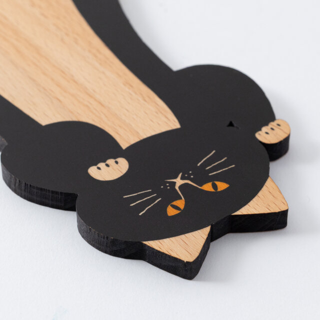 猫雑貨・ねこまみれ｜木製ロングコースター/プレート【 来福招福
