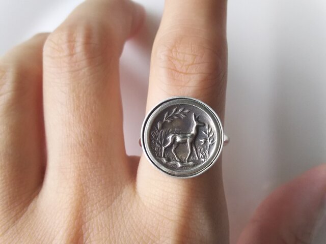 【sale 30%off】フランスアンティークボタンのシルバーリング ①の画像1枚目