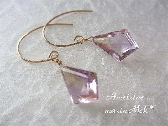 14kgf アメトリンピアス♡ marinMek*】14kgf アメトリンのピアス | iichi 日々の暮らしを