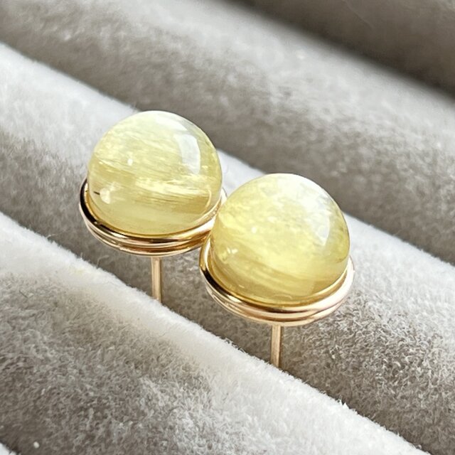 ゴールデンマイカ  1粒ピアス  14kgf  　ゴールド　高品質