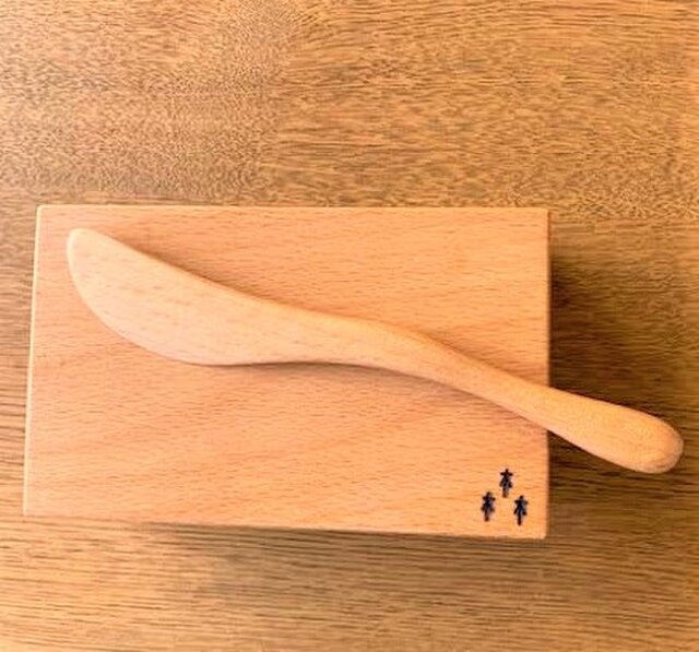 プレゼントにも】パンが美味しい木製バターケースとバターナイフ