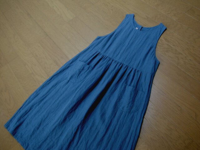 リネンのジャンパースカート 渋ターコイズ | iichi ハンドメイド・クラフト作品・手仕事品の通販