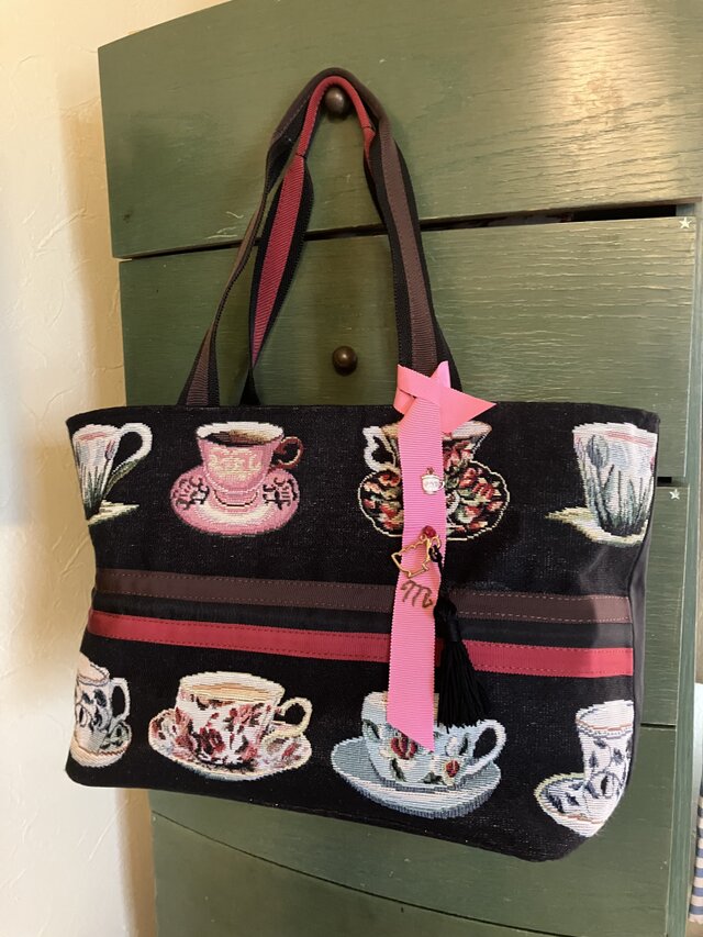 ゴブラン織りバッグーTeacup赤茶