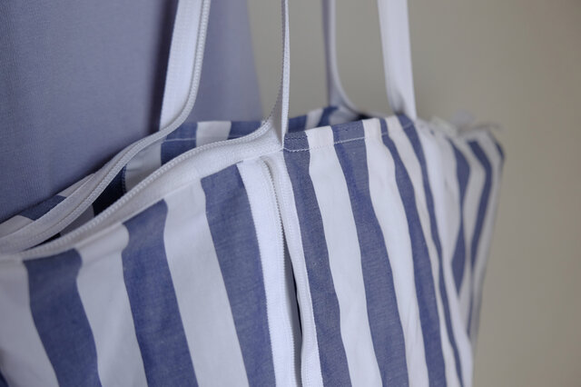 ジップポケットジップトートバッグ /コットン シャンブレー 太