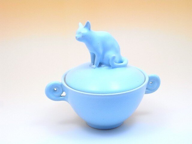 ネコの蓋物・グルグル付き-1の画像1枚目