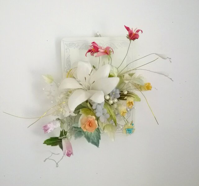染め布花】 シックな色合いのリース ハンドメイド 染め布花】 シックな