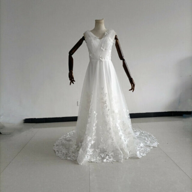 フォーマル/ドレス優雅なウェディングドレス     ソフトチュール  3D立体レース刺繍  パール