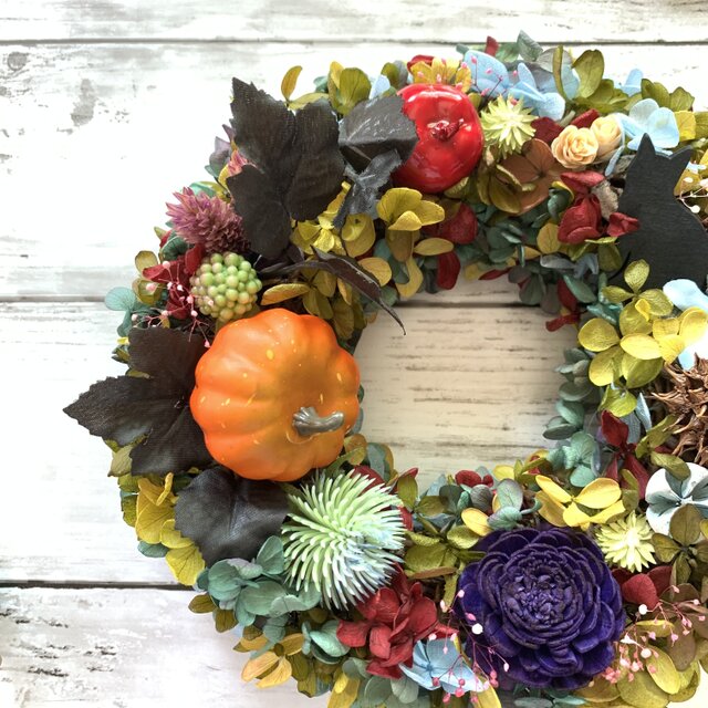 2022大人可愛い！】オレンジカボチャのハロウィンリース | iichi 日々