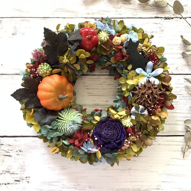 2022大人可愛い！】オレンジカボチャのハロウィンリース | iichi 日々