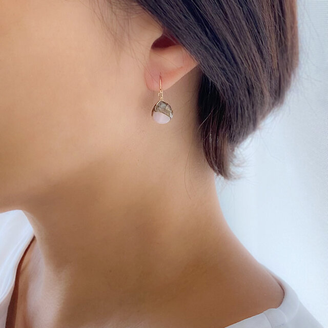 14Kgf コッパーピンクオパール ピアス/イヤリング --Chic of chic